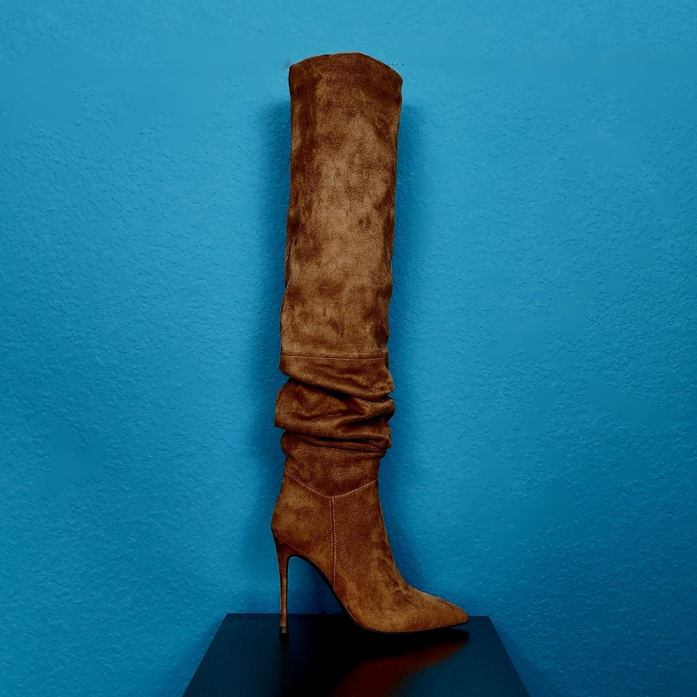 🆕️🍁🌻 JEFFREY CAMPBELL Pilla Scrunched Boots in Brown Suede // (NWT) - Picture 10 of 13